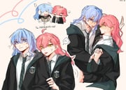 hoshimachi_suisei sakura_miko (harry_potter_(series) hololive wizarding_world) drawn by hanbaagaakunkan