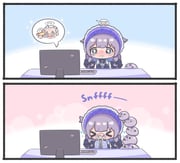 john_cat_(koseki_bijou) koseki_bijou koseki_bijou_(new_year) pebble_(koseki_bijou) (hololive hololive_english my_little_puppy) drawn by mpien