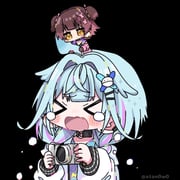 mizumiya_su mizumiya_su_(1st_costume) roboco-san roboco-san_(open_pink_hoodie) (hololive hololive_dev_is) drawn by satsuki_atan