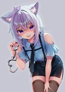 nekomata_okayu oozora_subaru oozora_subaru_(police) (hololive) drawn by tooo88