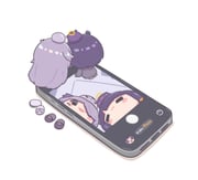 koseki_bijou koseki_bijou_(pebble_pajamas) ninomae_ina'nis ninomae_ina'nis_(casual) pebble_(koseki_bijou) takodachi_(ninomae_ina'nis) (hololive hololive_english tako_takover_(ninomae_ina'nis)) drawn by mpien