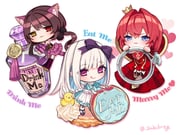 alice_(alice_in_wonderland) ange_katrina cheshire_cat_(alice_in_wonderland) inui_toko lize_helesta queen_of_hearts_(alice_in_wonderland) sebastian_piyodore (alice's_adventures_in_wonderland nijisanji) drawn by aubrey_(kyarairo)