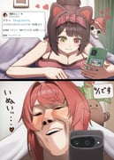 ange_katrina banken_(inui_toko) inui_toko inui_toko_(loungewear) lize_helesta mandragora_(ange_katrina) (nijisanji twitter) drawn by doidamon