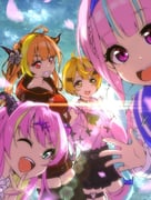 kiryu_coco kiryu_coco_(loungewear) mano_aloe minato_aqua minato_aqua_(sailor) yozora_mel yozora_mel_(2nd_costume) (hololive) drawn by xxxx