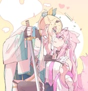 hakui_koyori kazama_iroha kazama_iroha_(1st_costume) (hololive) drawn by hateyo