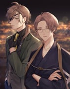 kagami_hayato kagami_hayato_(5th_costume) oliver_evans oliver_evans_(3rd_costume) (nijisanji) drawn by natsuki_(naki_zemisei)