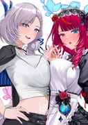 irys_(hololive) irys_(maid)_(hololive) pavolia_reine (hololive hololive_english hololive_indonesia) drawn by landacdeus