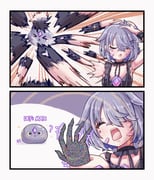 koseki_bijou koseki_bijou_(casual) pebble_(koseki_bijou) (hololive hololive_english jujutsu_kaisen) drawn by seapupu