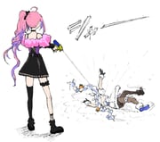 kikirara_vivi kikirara_vivi_(flowglow_uniform) usada_pekora usada_pekora_(1st_costume) (hololive hololive_dev_is) drawn by henriiku_(ahemaru)