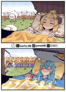 hoshimachi_suisei sakura_miko tsunomaki_watame (hololive) drawn by zetsuental