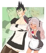 hanabatake_chaika hanabatake_chaika_(1st_costume) matsukai_mao matsukai_mao_(2nd_costume) (nijisanji) drawn by akitetsu