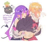 bibi_(tokoyami_towa) momosuzu_nene momosuzu_nene_(casual) nekko_(momosuzu_nene) tokoyami_towa tokoyami_towa_(1st_costume) (hololive) drawn by legzy