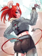 hakos_baelz jane_doe_(zenless_zone_zero) (hololive hololive_english zenless_zone_zero) drawn by yodogama