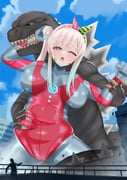 airani_iofifteen godzilla ultraman (godzilla_(series) hololive hololive_indonesia ultra_series) drawn by bardanv3