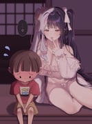 boku_(boku_no_natsuyasumi) yorumi_rena yorumi_rena_(loungewear) (boku_no_natsuyasumi nijisanji) drawn by shirogami_seisho