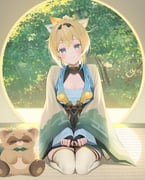 kazama_iroha kazama_iroha_(1st_costume) pokobee (hololive) drawn by ryuya