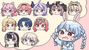 hakui_koyori hiodoshi_ao ichijou_ririka juufuutei_raden kazama_iroha la+_darknesss otonose_kanade sakamata_chloe takane_lui todoroki_hajime usada_pekora (hololive hololive_dev_is) drawn by mochimiko