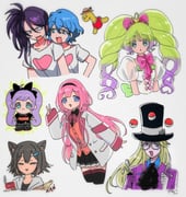 avery_(pokemon) dorothy_west fumino_tamaki fumino_tamaki_(1st_costume) laalulu manaka_laala shuckle suo_sango suo_sango_(1st_costume) toudou_shion (nijisanji pokemon pokemon_sword_and_shield pretty_series pripara) drawn by rituyama1
