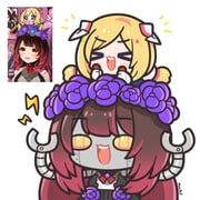 aki_rosenthal aki_rosenthal_(1st_costume) roboco-san roboco-san_(dark_bride) (hololive) drawn by huusri