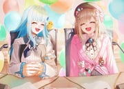 lize_helesta lize_helesta_(1st_costume) sebastian_piyodore suzuhara_lulu suzuhara_lulu_(1st_costume) (nijisanji) drawn by doidamon