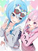 hoshimachi_suisei hoshimachi_suisei_(sailor) minato_aqua minato_aqua_(school_uniform) (hololive) drawn by sukesan_(user_pyhe5555)