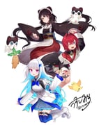 ange_katrina ange_katrina_(1st_costume) banken_(inui_toko) inui_toko inui_toko_(1st_costume) lize_helesta lize_helesta_(1st_costume) mandragora_(ange_katrina) sebastian_piyodore (nijisanji) drawn by usushio