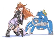 amane_kanata kiryu_coco kusanagi_motoko tachikoma (ghost_in_the_shell ghost_in_the_shell:_stand_alone_complex hololive) drawn by yamada_yuukei