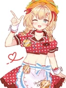 akai_haato akai_haato_(waitress) (hololive) drawn by megu_ri36