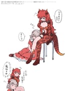 dola_(1st_costume)_(nijisanji) dola_(nijisanji) elu_(8th_costume)_(nijisanji) elu_(nijisanji) (nijisanji) drawn by imuram_oon11