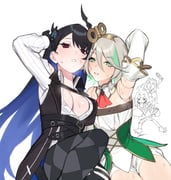 cecilia_immergreen cecilia_immergreen_(1st_costume) gigi_murin koseki_bijou nerissa_ravencroft nerissa_ravencroft_(1st_costume) (hololive hololive_english) drawn by dasdokter