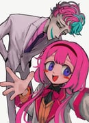 joe_rikiichi joe_rikiichi_(1st_costume) suo_sango suo_sango_(1st_costume) (nijisanji) drawn by hz7dkr