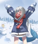 gawr_gura gawr_gura_(winter_casual) (hololive hololive_english) drawn by harveythenerdy